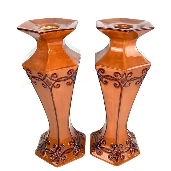 Set Of 2 Deb Hrabik Demdaco Treasured Home Taper Candle Holder Candlesticks - Picture 3 of 6